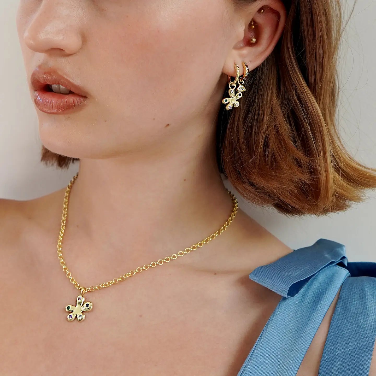 Wildflower Hoop Earrings - Gold