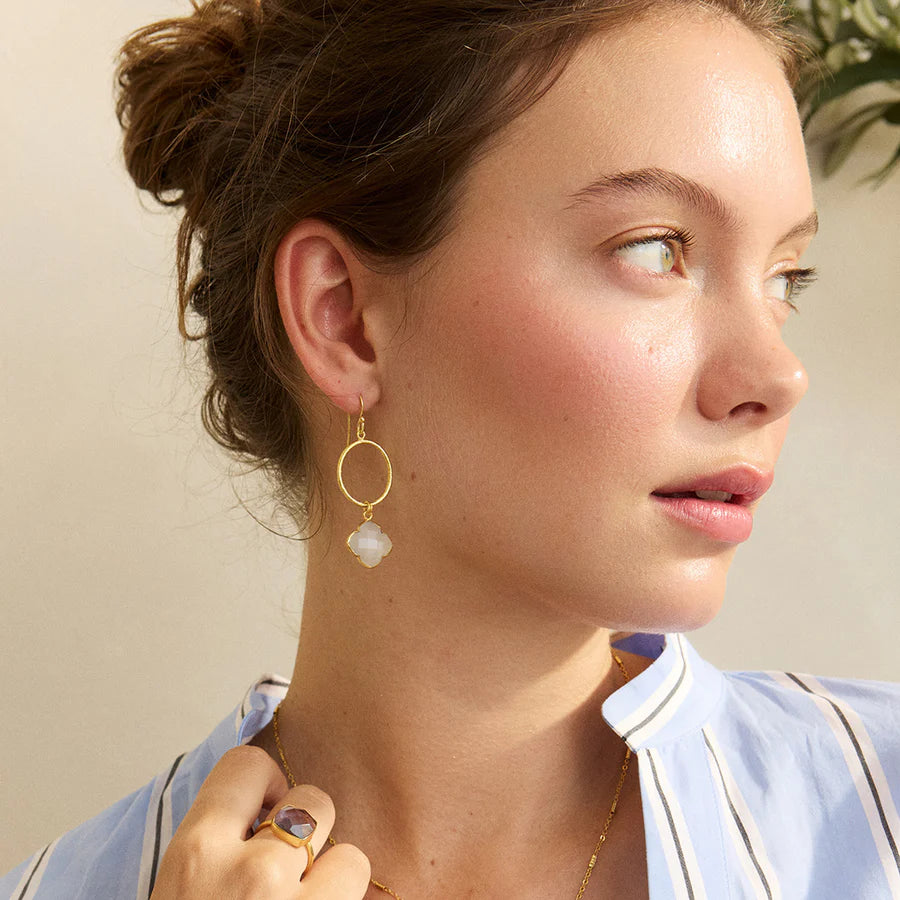 Ashiana - Clover Hoop Earrings White