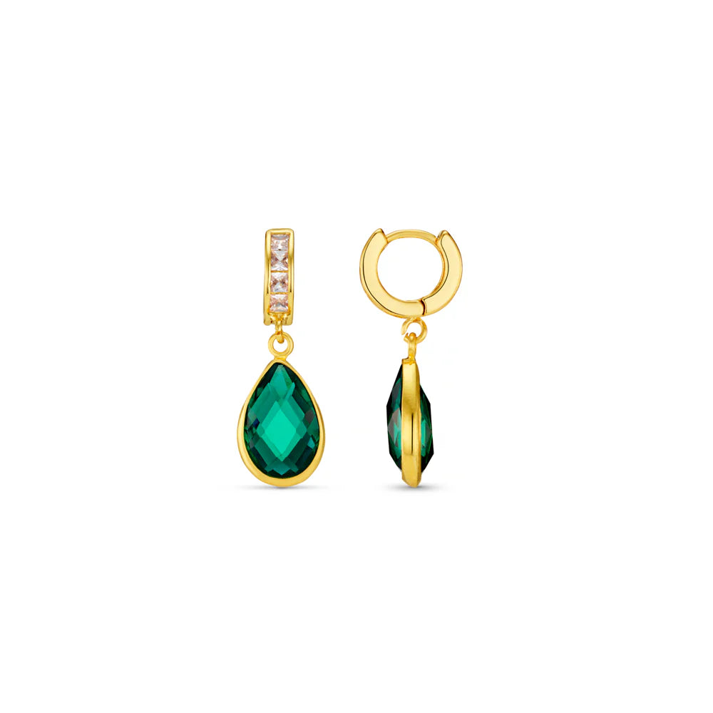 Orelia - Crystal Mini Micro & Emerald Teardrop Earrings