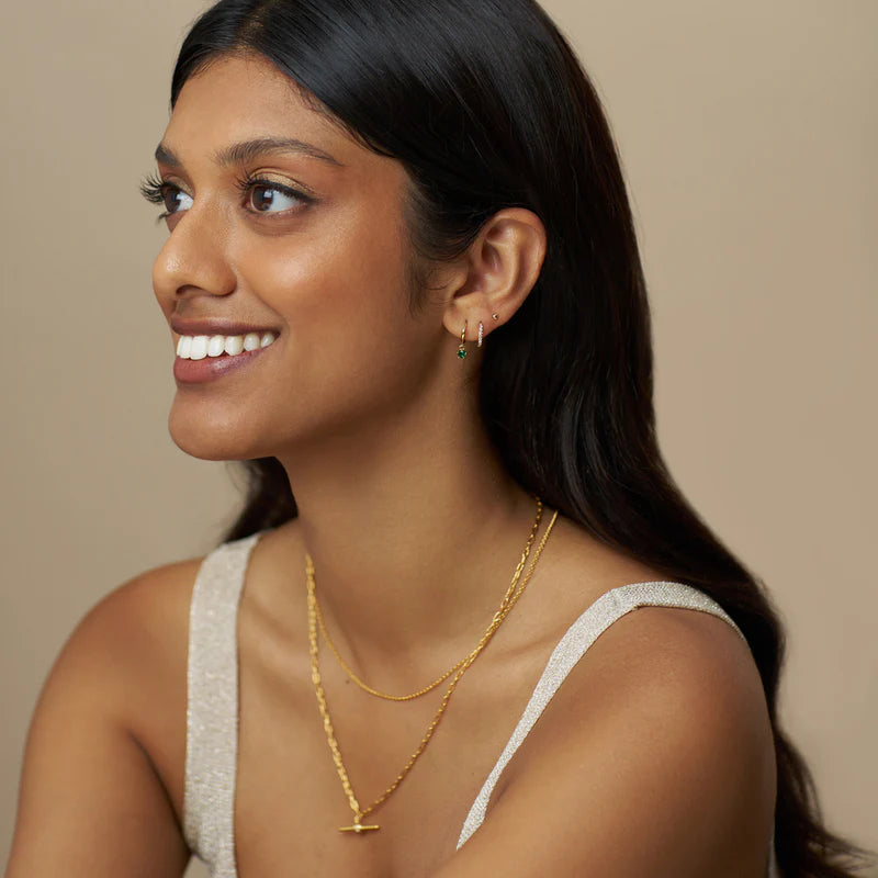 Orelia - Pave Micro & Emerald Drop Earring Pack