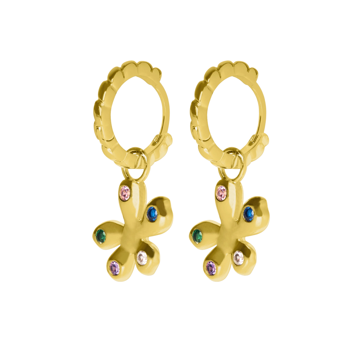 Wildflower Hoop Earrings - Gold