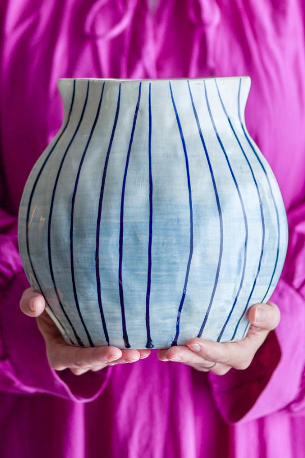 Esra Vase Blue Stoneware