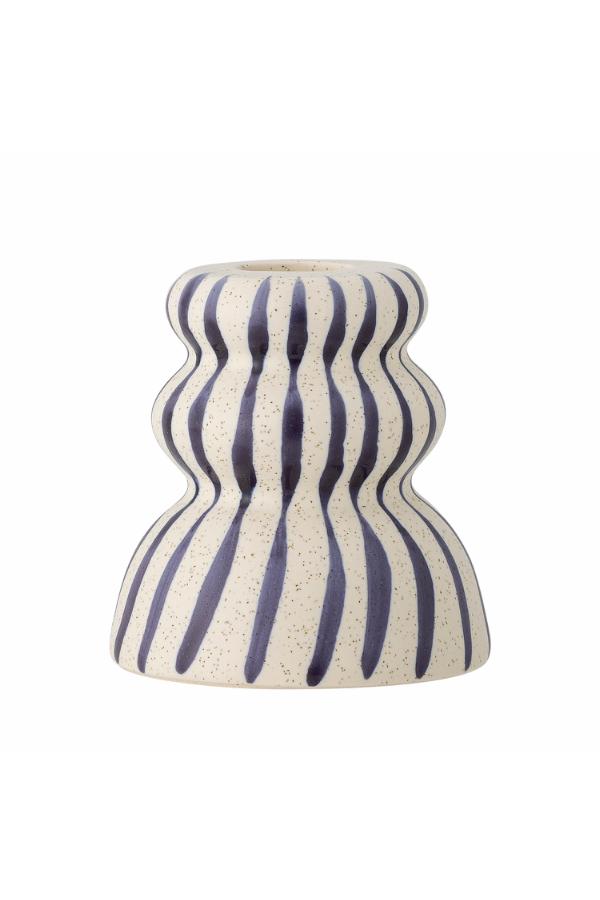 Gabin Candle Holder Blue Stoneware