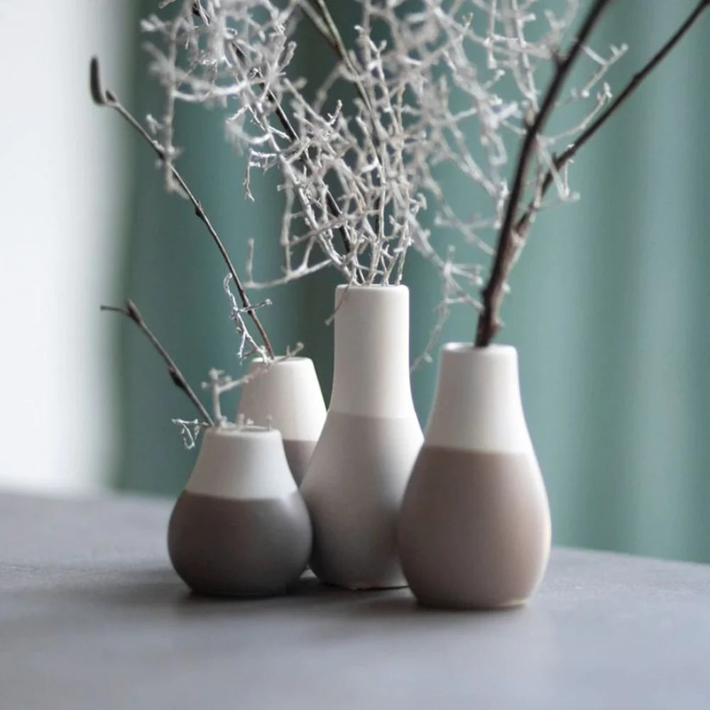 Mini Pastel Grey Vases - Set of 4