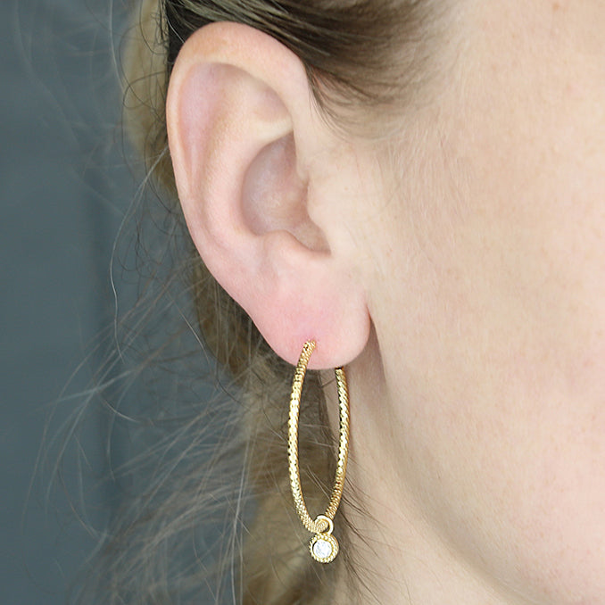 Gold-Plated Sterling Silver Hoop with CZ Drop