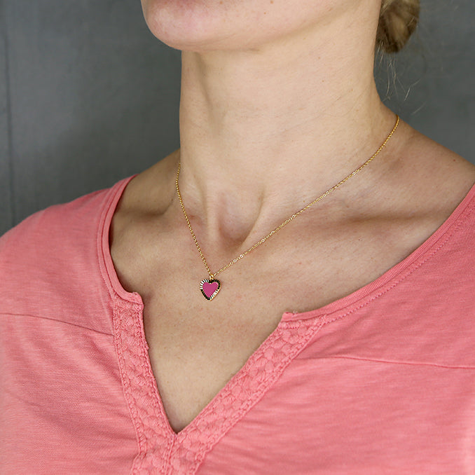 Red Enamel Heart Necklace