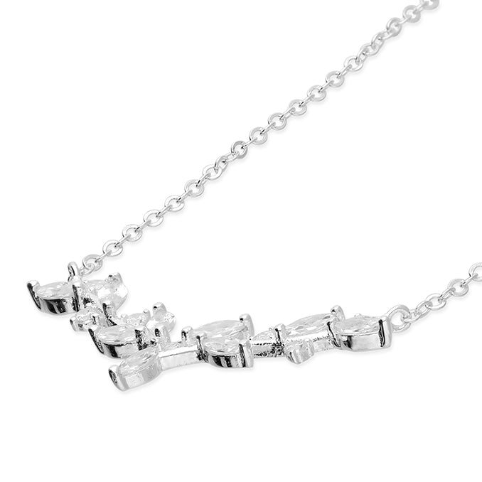 Sterling Silver CZ Leaf & Branch Necklace