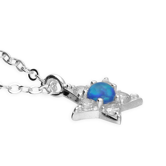 Sterling Silver CZ Opal Star Necklace