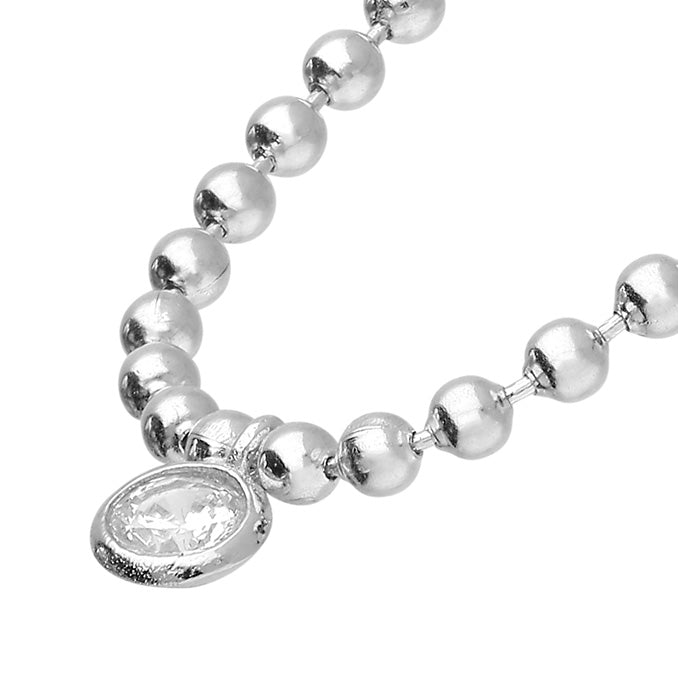 Sterling Silver Bead Mini CZ Necklace