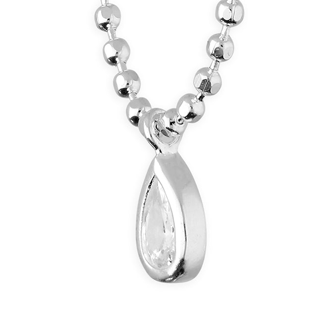 Sterling Silver Fine Bead Pear Drop Necklace