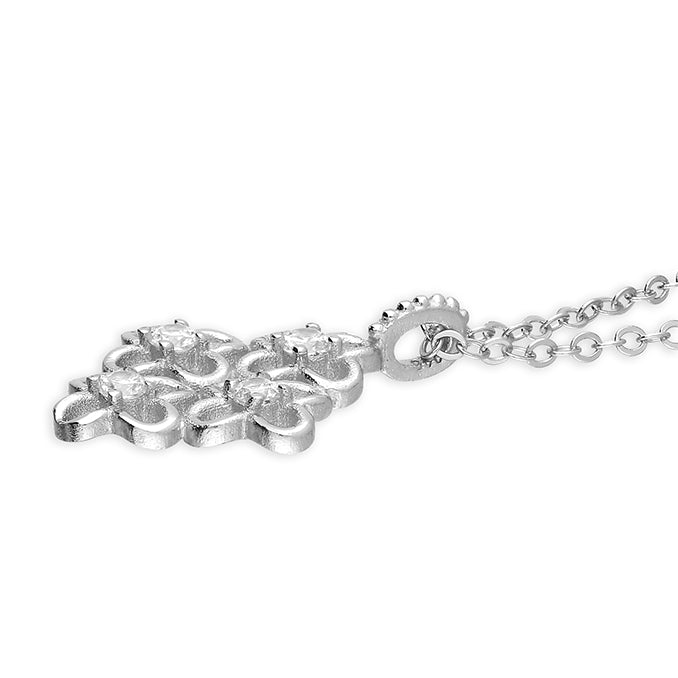 Sterling Silver CZ Quatrefoil Necklace
