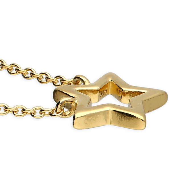 Gold Plated Sterling Silver Open Star Necklace