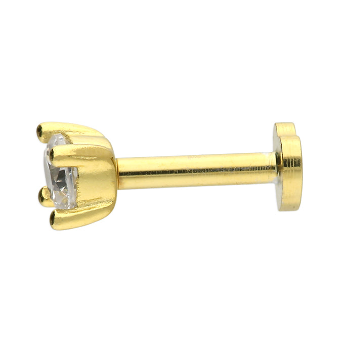 Cubic Zirconia Single Labret Stud Earring - Gold