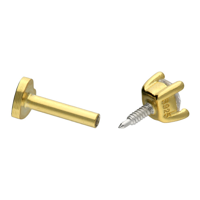 Cubic Zirconia Single Labret Stud Earring - Gold