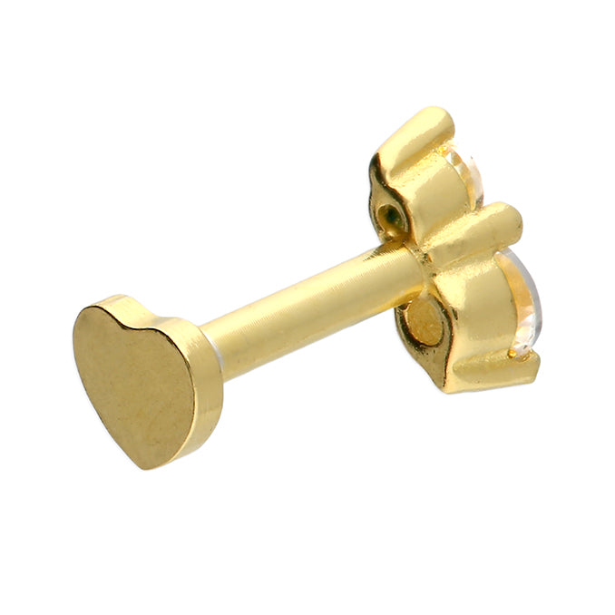 Cubic Zirconia Single Labret Stud Earring - Gold