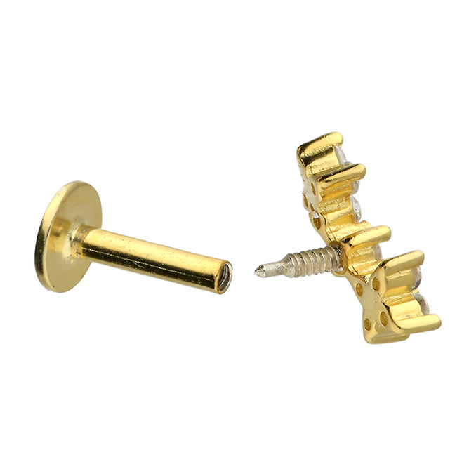 Floral Single Labret Stud Earring - Gold Plated