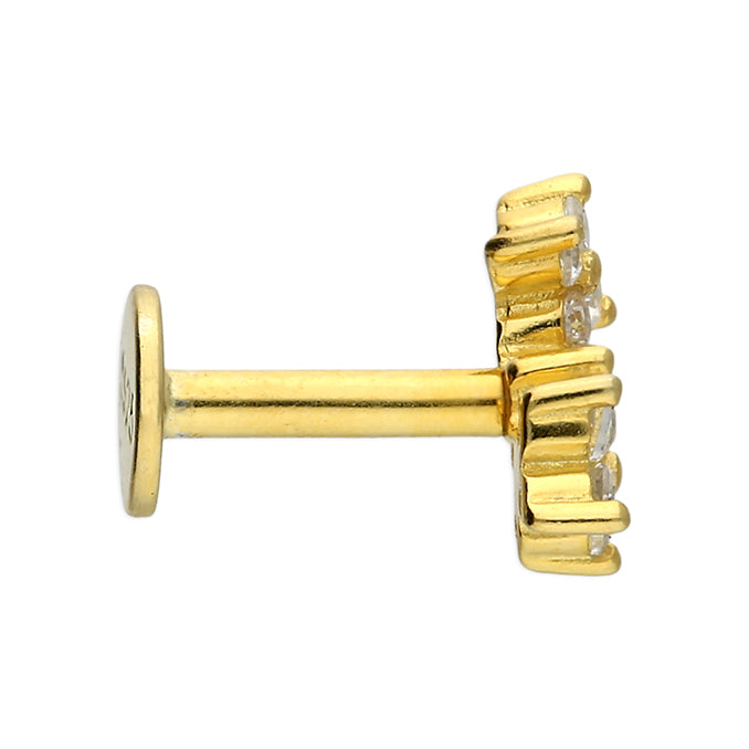 Floral Single Labret Stud Earring - Gold Plated