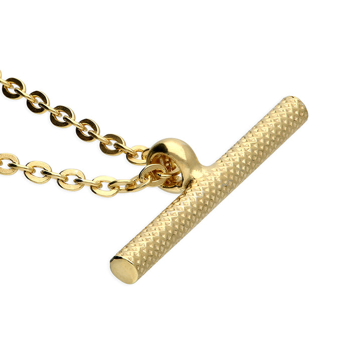 Sterling Silver T-Bar Necklace - Gold Plated