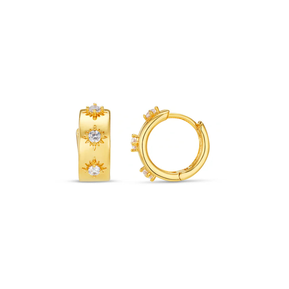 Orelia - Starburst Embellished Huggie Hoop Earring
