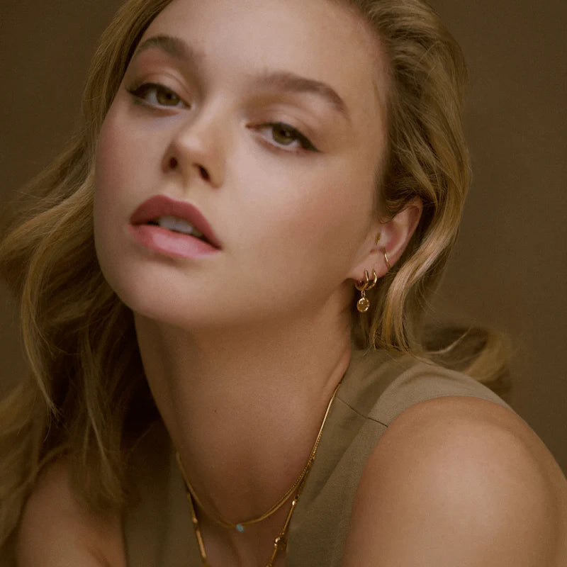 Orelia - Molten Coin Huggie Hoop Earrings