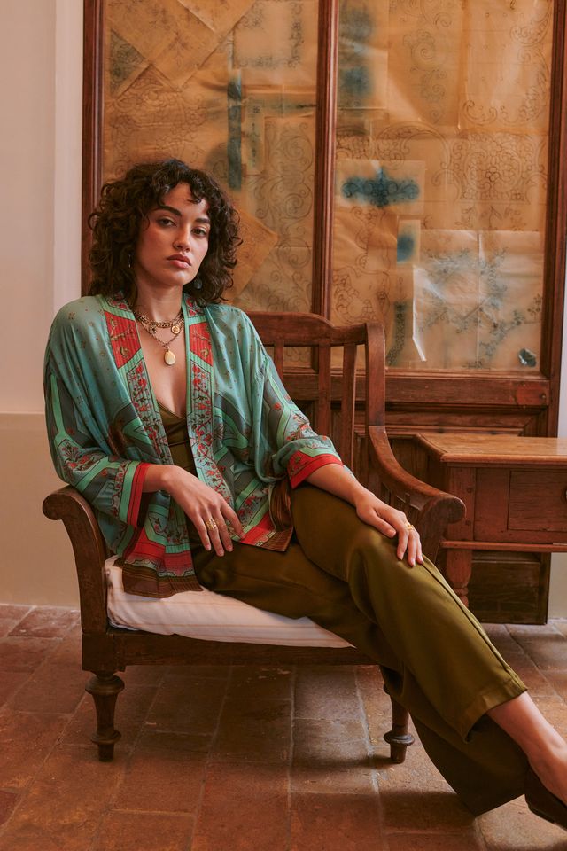 One Hundred Stars Kimono -  Fleur De Lys Aqua