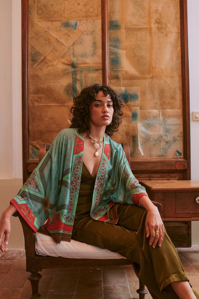 One Hundred Stars Kimono -  Fleur De Lys Aqua