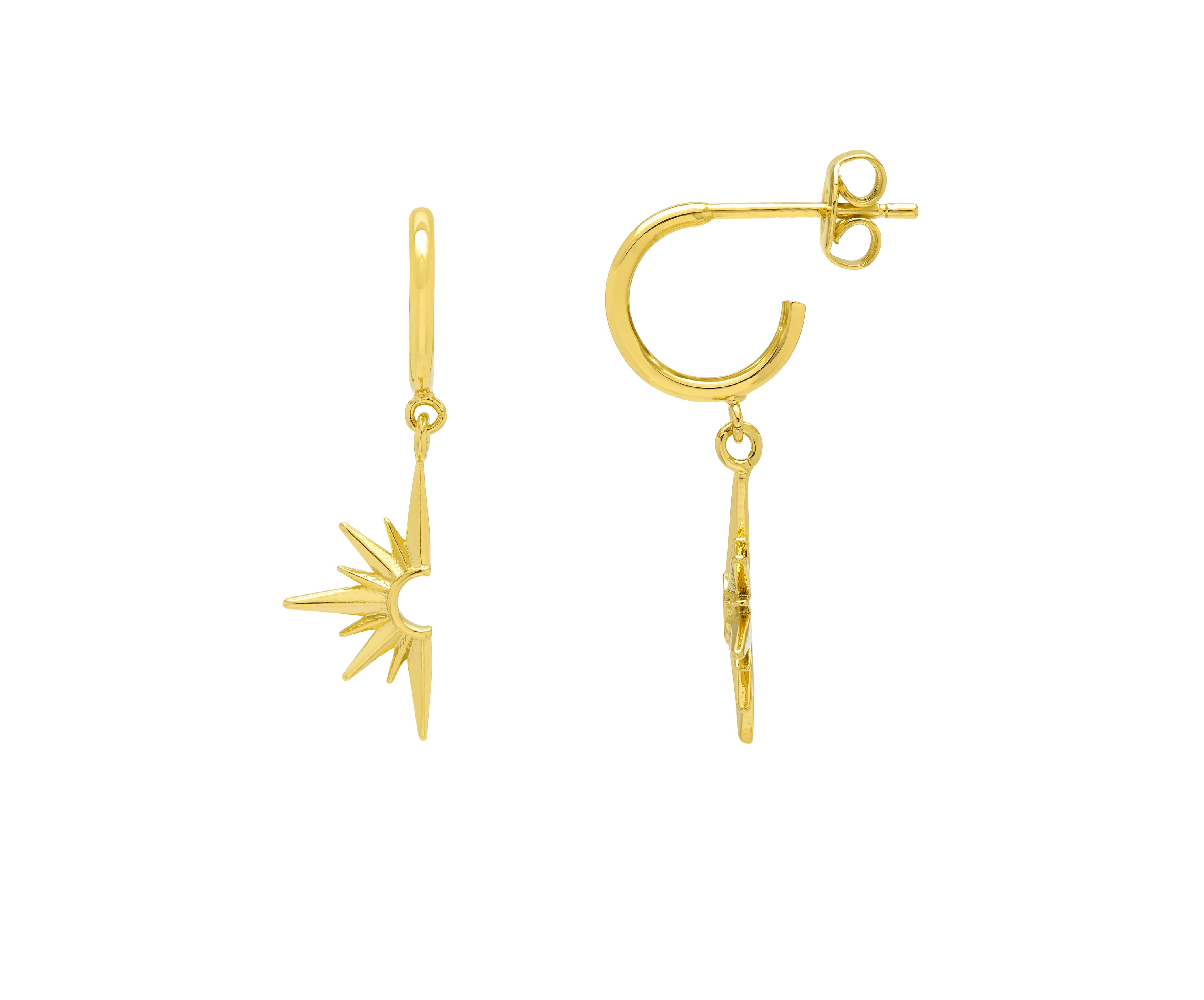 Half Star Hoops Gold Plated