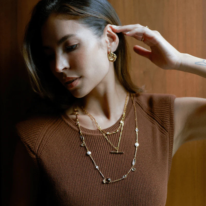 Orelia - Mixed Bead & Coin Long Link Necklace