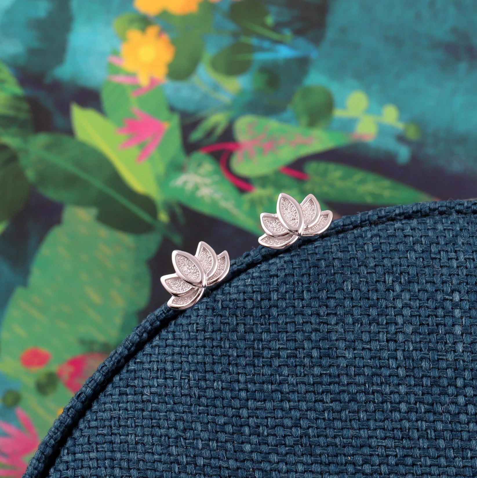 Attic - Lotus Flower Earrings - Silver