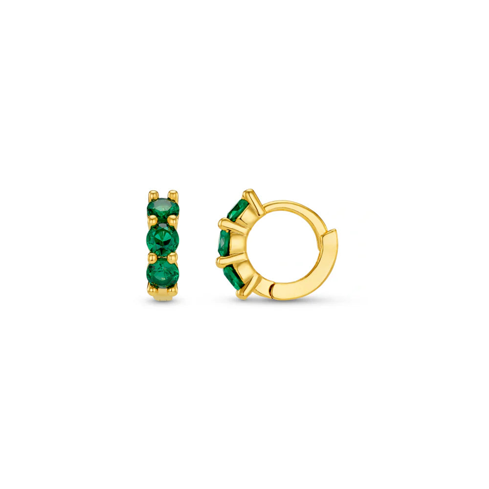 Orelia - Emerald Stone Mini Micro Hoop Earrings