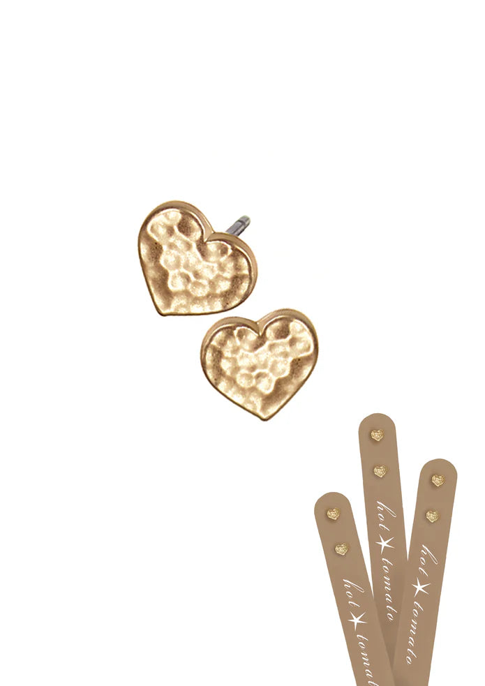 Micro Heart Stud Earrings - Gold
