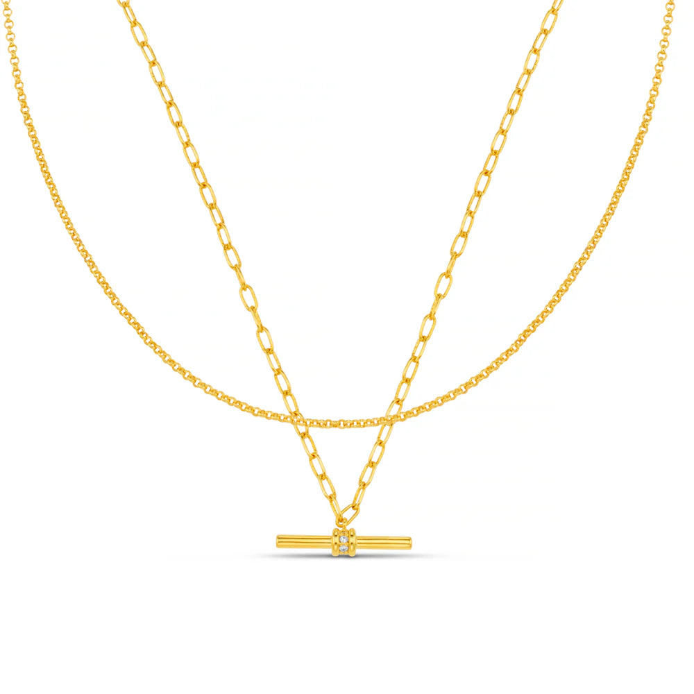 Orelia - Crystal T-Bar 2-Row Necklace