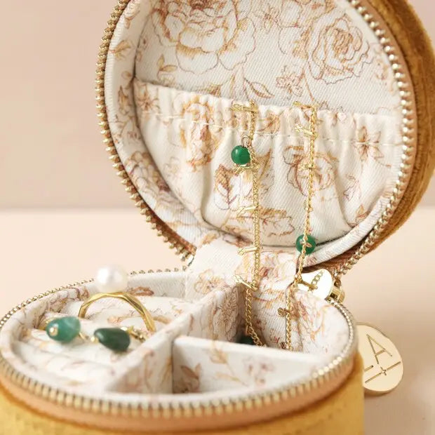 Velvet Round Travel Jewellery Case