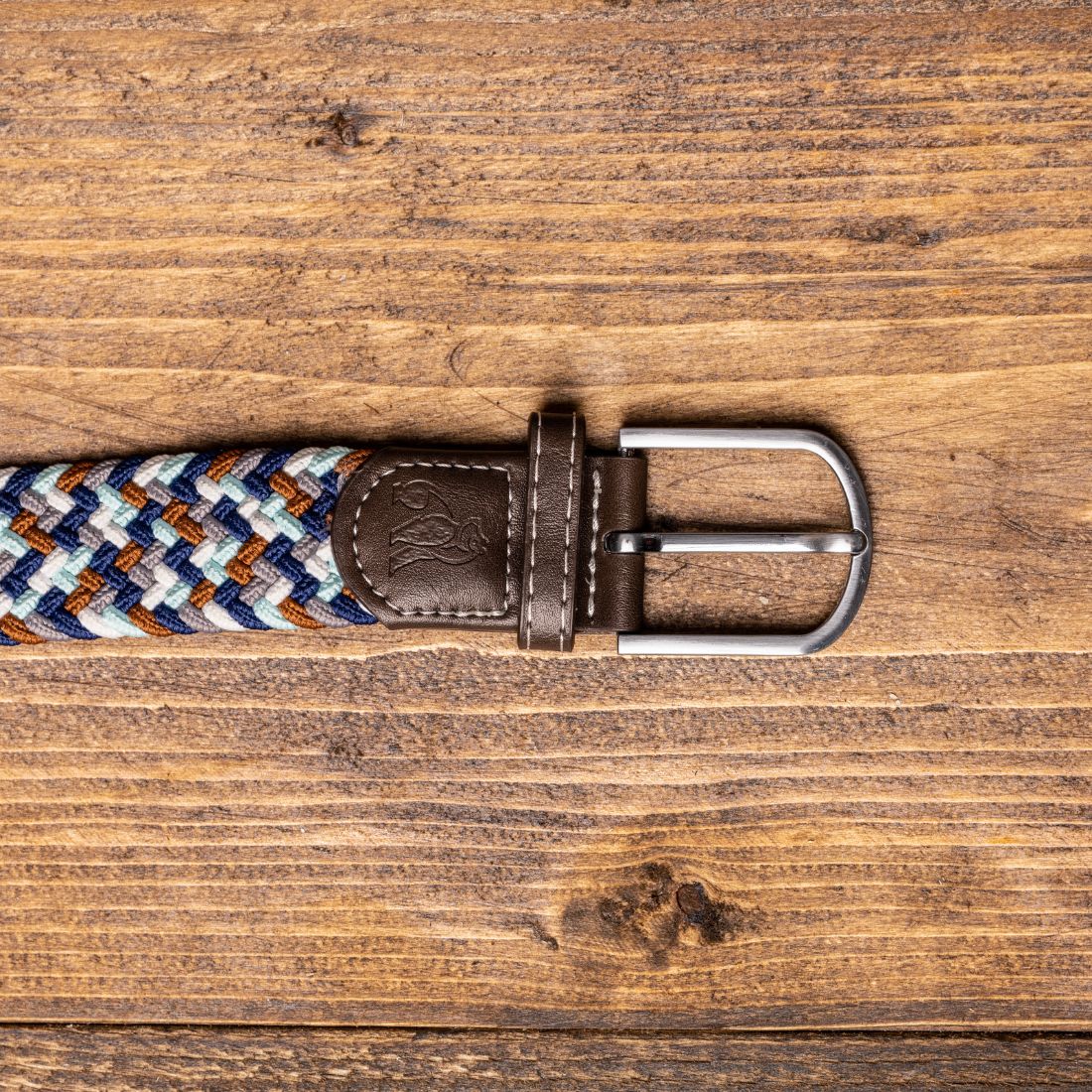 Swole Panda - Navy/Grey/Brown Zigzag - Woven Belt - M