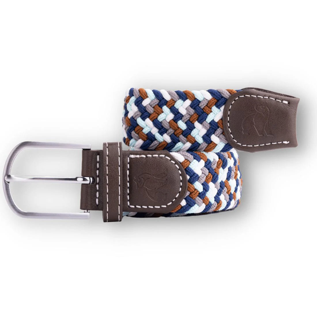 Swole Panda - Navy/Grey/Brown Zigzag - Woven Belt - M