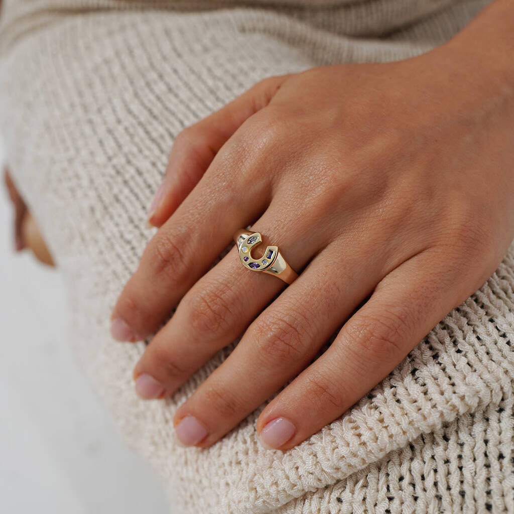 Mini Lucky Charm Adjustable Signet Ring - Silver