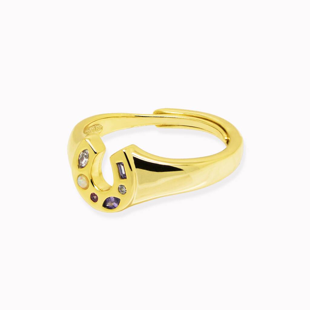 Mini Lucky Charm Adjustable Signet Ring - Gold