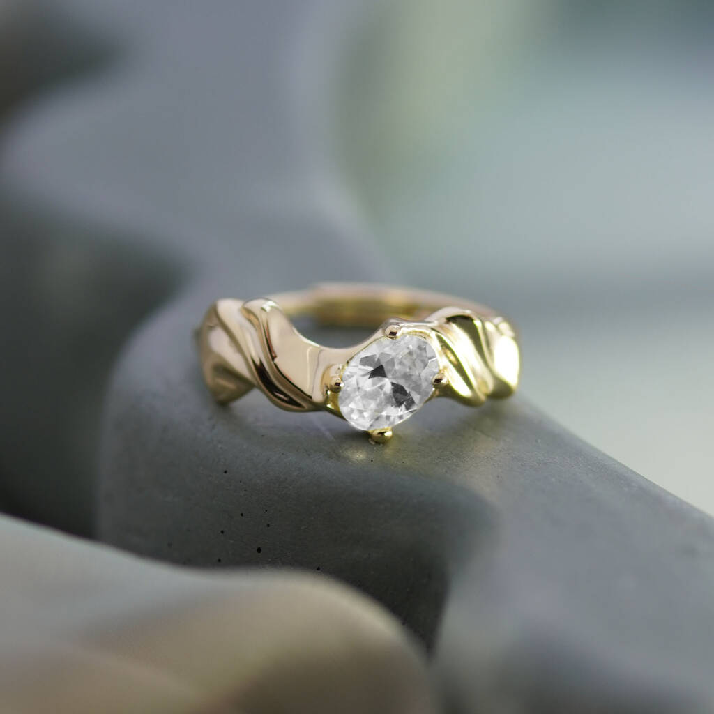 Molten Jewelled Adjustable Ring - Silver