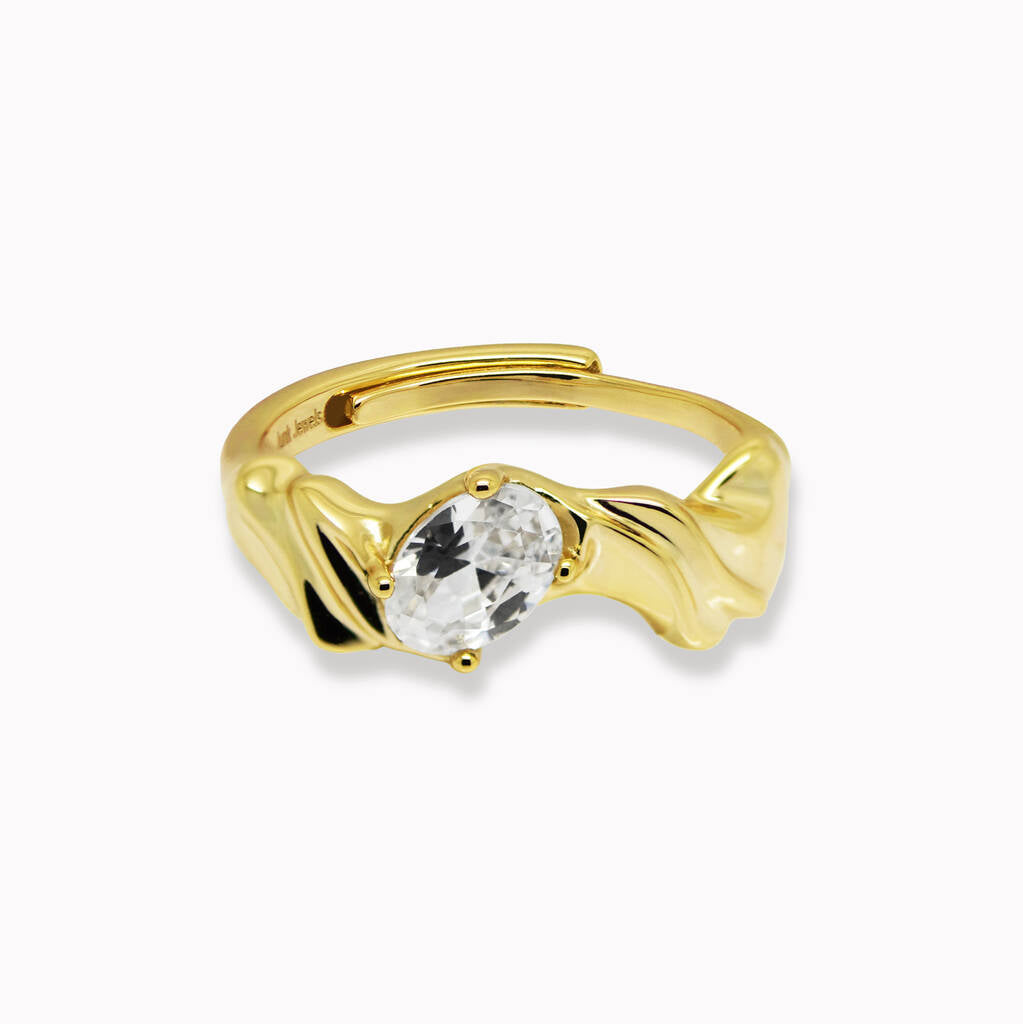 Molten Jewelled Adjustable Ring - Silver