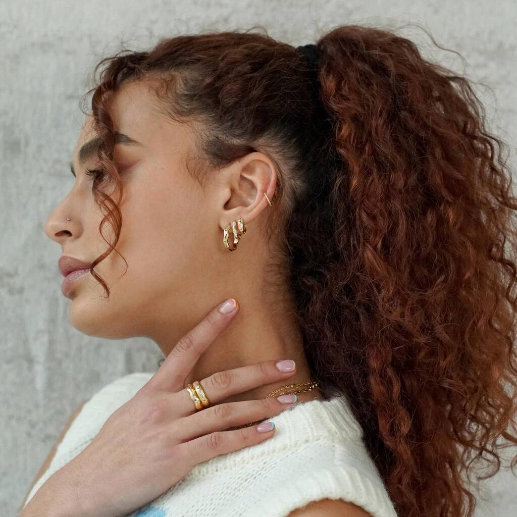 Pastel Jewelled Wiggle Hoop Earrings - Gold