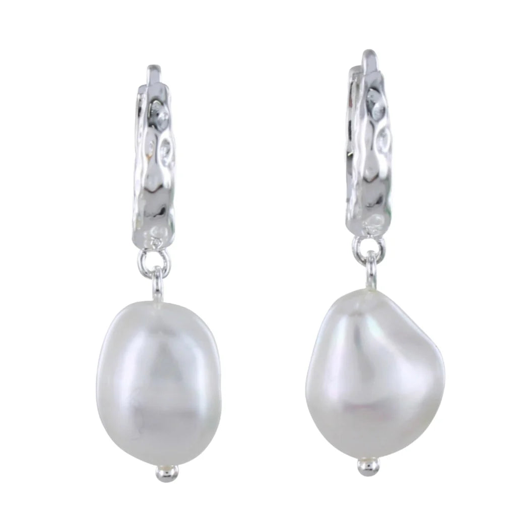 Reeves & Reeves - Pearl Hoop Earrings - Silver