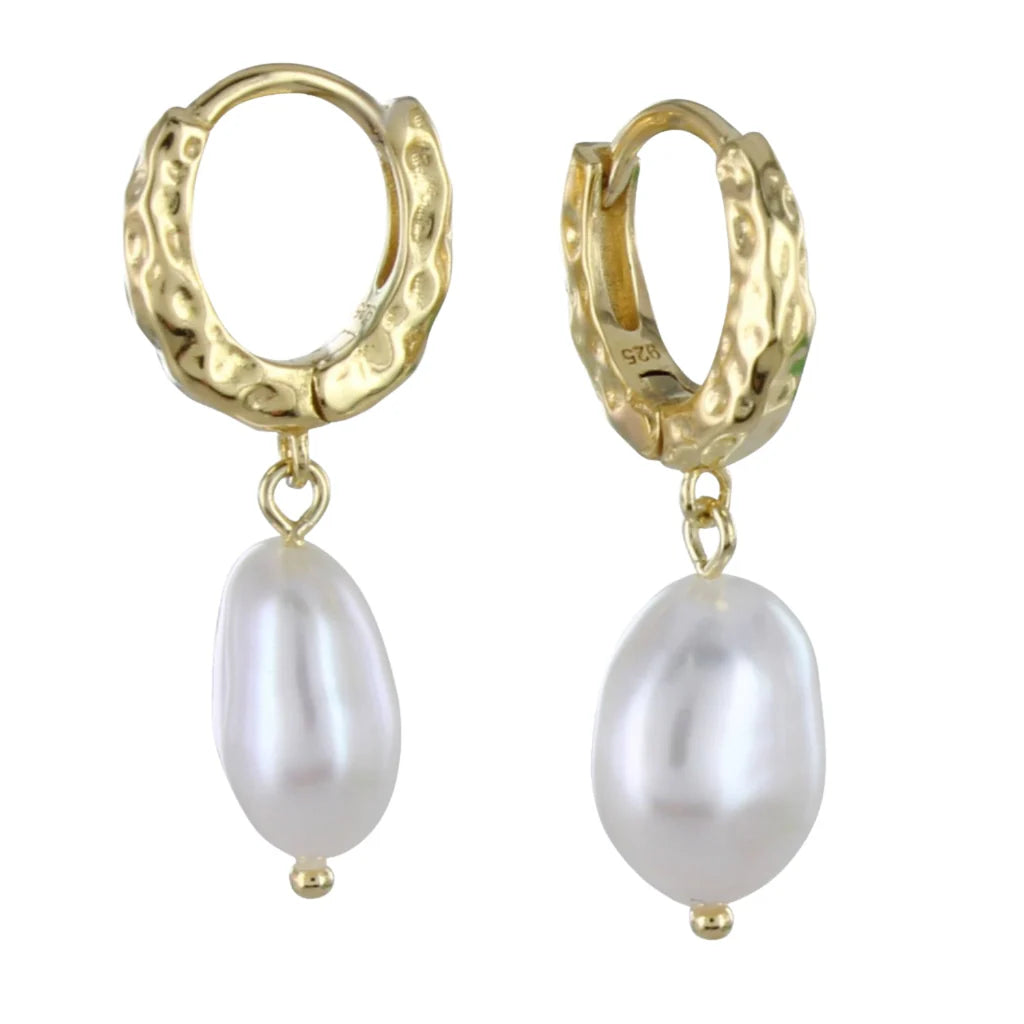 Reeves & Reeves - Pearl Hoop Earrings - Gold