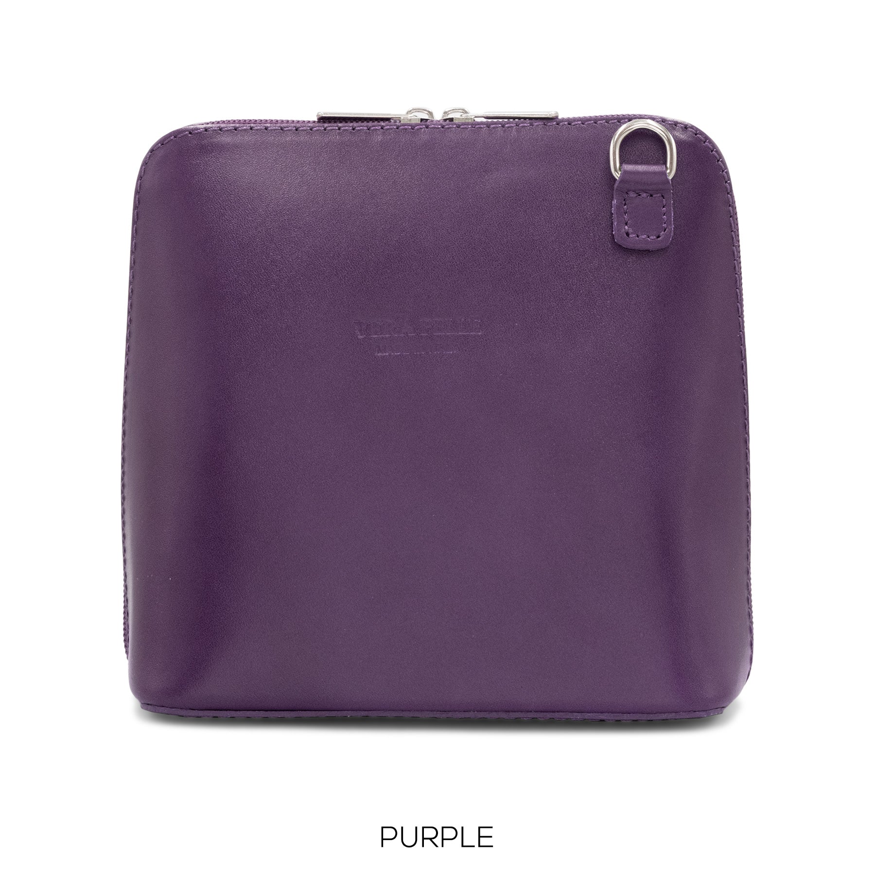Leather Crossbody Bag - Purple