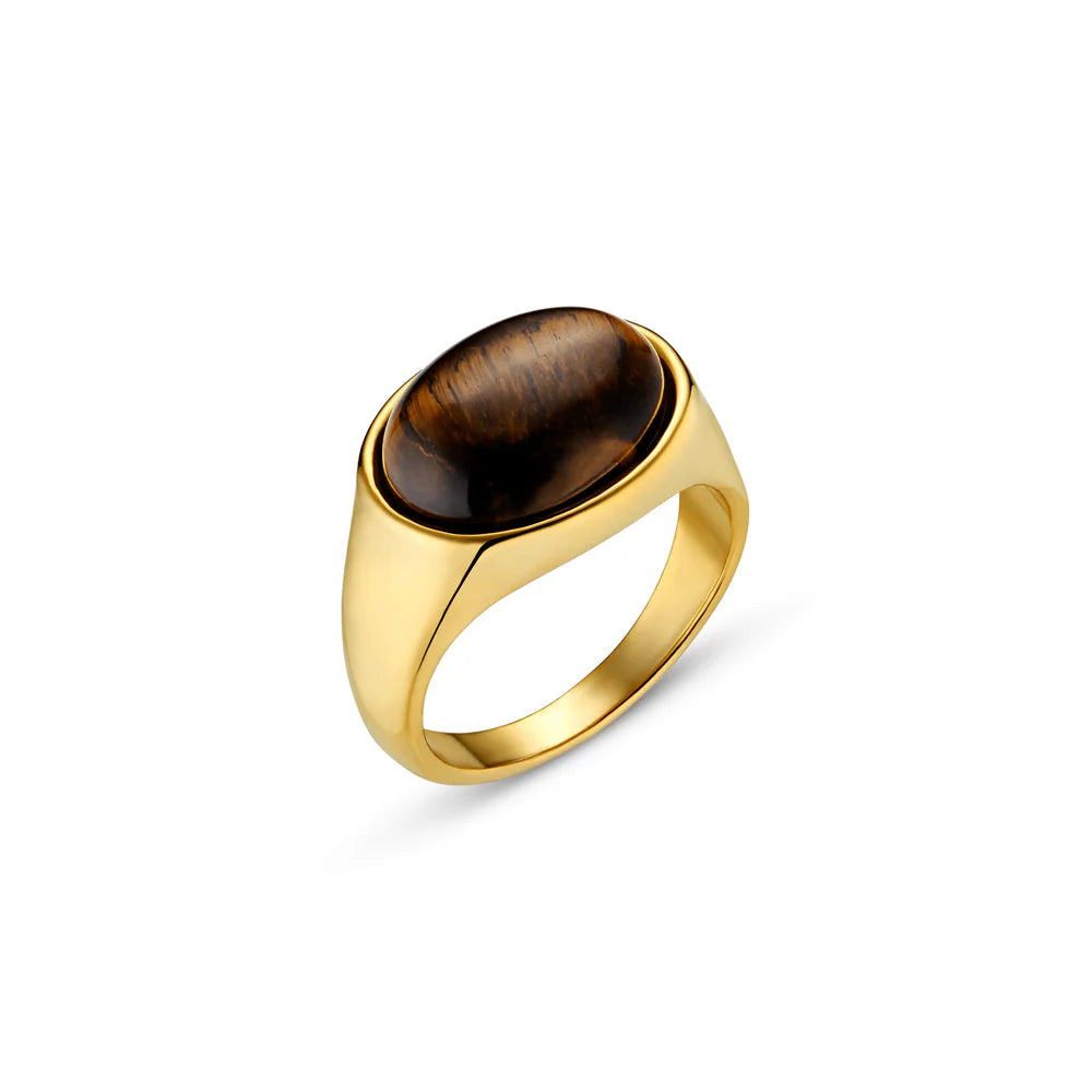 Orelia - Semi Precious Tigers Eye Statement Ring M/L