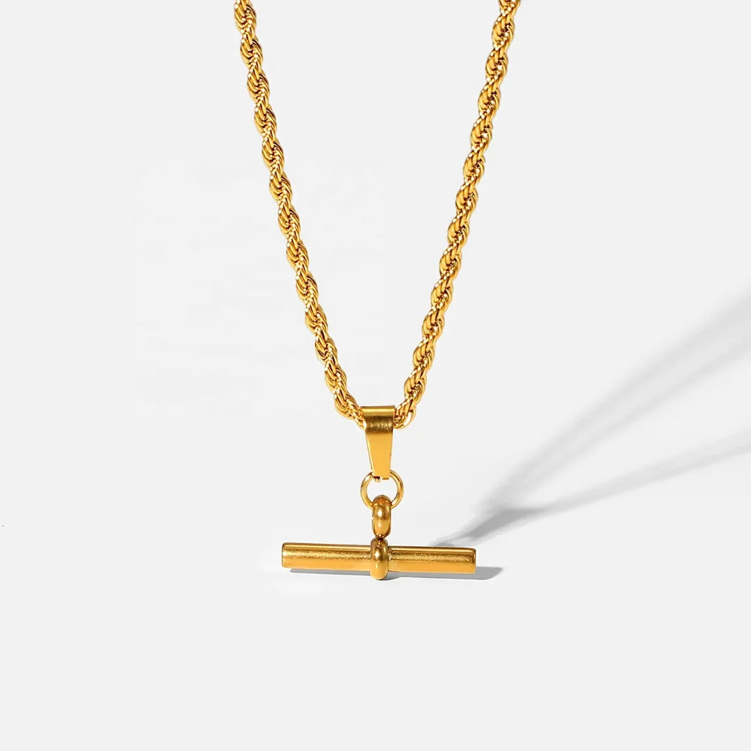 Twisted Chain T-Bar Necklace