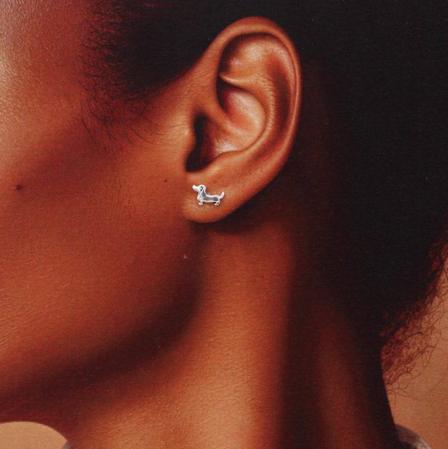 Kinfolk - Sausage Dog Earrings - Silver
