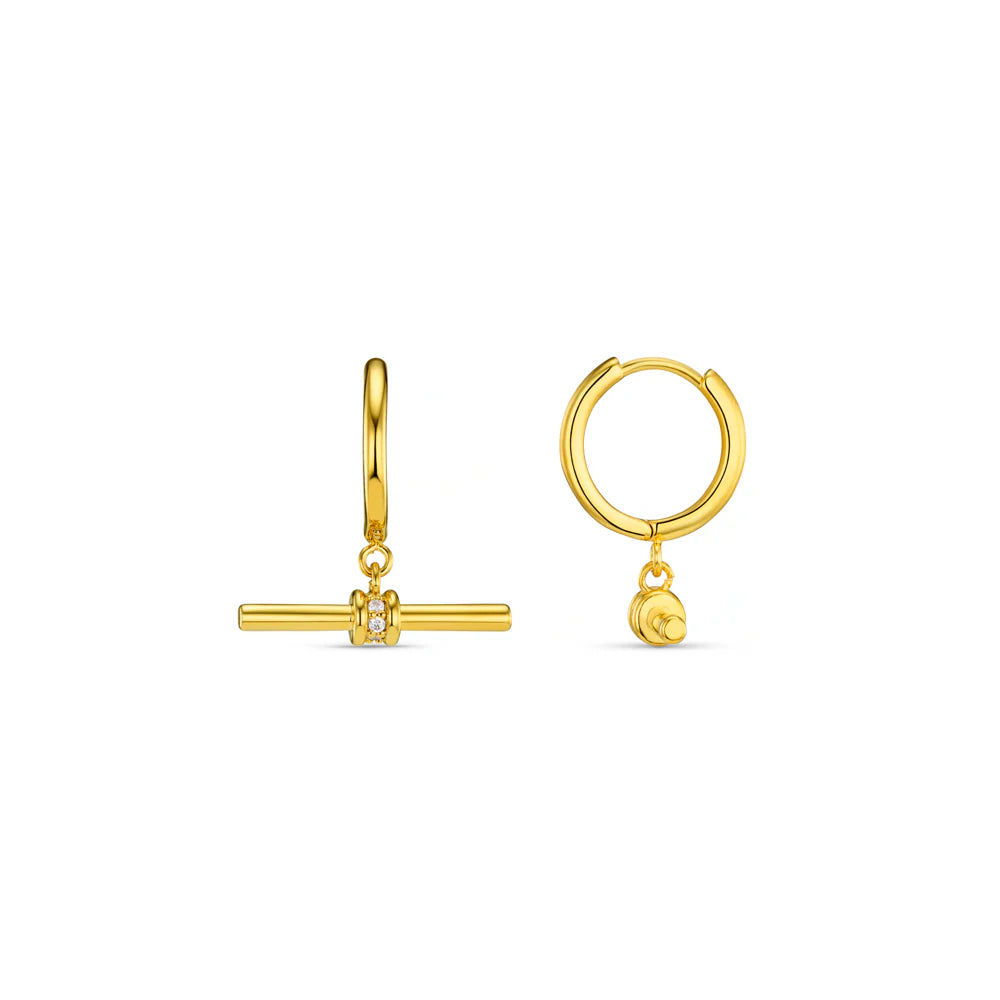 Orelia - Crystal T-Bar Hoop Earrings - Gold