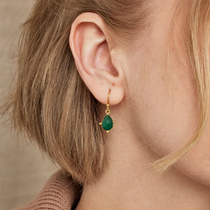 Ashiana London - Snowdrop Green Onyx Earrings