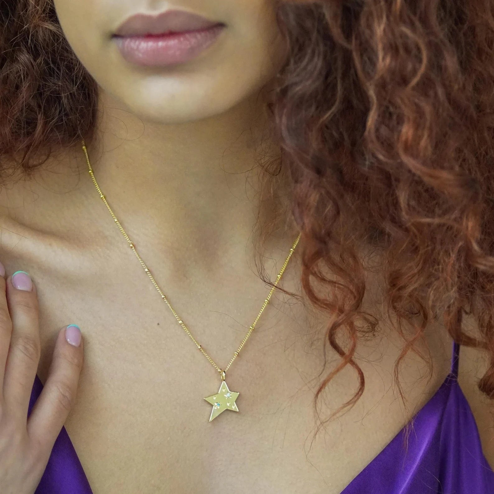 Star Charmed Jewelled Necklace - Gold