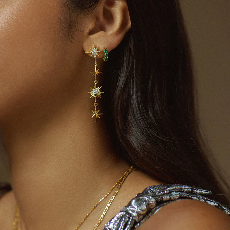 Orelia - Statement Crystal Starburst Long Drop Earrings